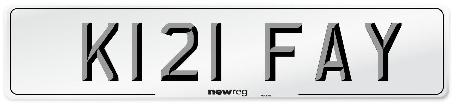 K121 FAY Number Plate from New Reg